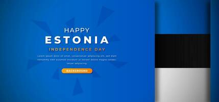 glücklich Estland Unabhängigkeit Tag Design Papier Schnitt Formen Hintergrund Illustration zum Poster, Banner, Werbung, Gruß Karte vektor