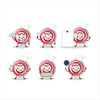 Karikatur Charakter von Spiral- Weiß Süßigkeiten mit verschiedene Koch Emoticons vektor