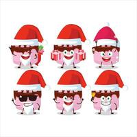 Santa claus Emoticons mit Schätzchen Kuchen Erdbeere Karikatur Charakter vektor
