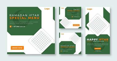 ramadan iftar social media posta för uppkopplad marknadsföring befordran baner, berättelse och webb internet annonser flygblad vektor