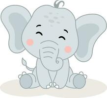 glücklich Baby Elefant isoliert auf Weiß vektor