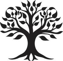 tak majestät förträfflighet enfärgad emblem tidlös ikon av skogsmarker eleganta träd symbol vektor