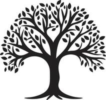symbol av skogar förträfflighet träd vektor ikon lummig i svartvit symbolisk träd konst