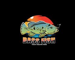 Pfau Bass Fisch Logo Vektor Design