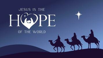 Jesus ist das hoffen von das Welt, Geburt Szene. Kirche Banner. Einladung Design. vektor