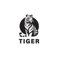 das Tiger Logo ist entworfen mit ein minimalistisch Vektor Stil und ist schwarz und Weiß