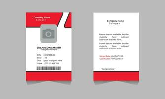 professionell id kort design mall med röd Färg. företags- modern företag id kort design mall. företag anställd id kort mall. fri vektor