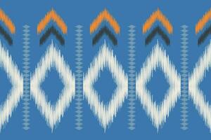 ethnisch Ikat Stoff Muster geometrisch Stil.afrikanisch Ikat Stickerei ethnisch orientalisch Muster Blau Hintergrund. abstrakt, Vektor, Illustration. Textur, Kleidung, Rahmen, Dekoration, Teppich, Motiv. vektor