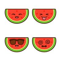 uppsättning av söt vattenmelon klistermärken vektor