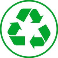 Recycling Symbol Design im Kreis. Vektor Elemente zum Information, Zeichen, Ausbildung, Müll, Werbung,