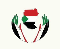 Sudan Flagge Karte Emblem mit Hände Symbol Mitte Osten Land abstrakt Design Vektor Illustration