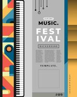 Musik- Festival Veranstaltung Poster mit Tastatur Design. bunt geometrisch Klaviatur. dekorativ Musik- Konzert Banner Hintergrund. vektor