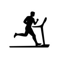 man löpning på en löpband silhuett design. sport Gym tecken och symbol. vektor