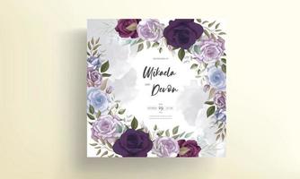 vacker blommig bröllop inbjudan kort mall design vektor
