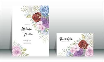 elegantes Blumenhochzeitseinladungskartendesign vektor