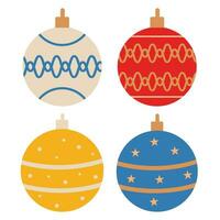 Weihnachten Ball Vektor eben gestalten Satz. fröhlich Weihnachten. Weiß Hintergrund. isoliert. eben Design Stil. Vektor Illustration.