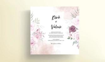vacker handritad blommig bröllopsinbjudningskortdesign vektor