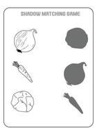 Arbeitsblätter zum Ausmalen von Gemüse für die Vorschule vektor
