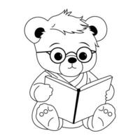 teddy Björn läsning en bok färg sida vektor