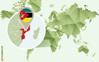 Infografik zum Mosambik, detailliert Karte von Mozambique mit Flagge. vektor