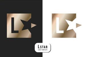 brev l stjärna logotyp lyx. konst deco stil logotyp design för lyx företag varumärke. premie identitet design. vektor