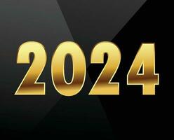 2024 Neu Jahr Urlaub Design Gold abstrakt Vektor Logo Symbol Illustration mit schwarz Hintergrund