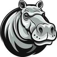 modern flodhäst emblem i rörelse graciös flodhäst ikon design vektor