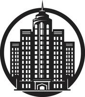 modern horisont lägenhet byggnad logotyp i svart svart logotyp herravälde ikon av urban levande vektor