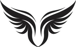 Regal Engel Flügel Symbol monochromatisch emblematisch Engel Silhouette Gelassenheit im paradiesisch Majestät einfarbig emblematisch Design vektor