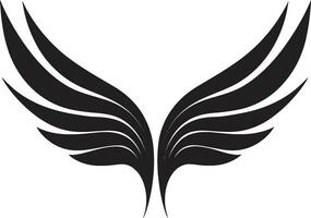 Serenade im schwarz und Weiß ikonisch Engel Flügel Logo himmlisch Majestät im Einfachheit einfarbig Design vektor