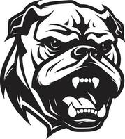 Eckzahn Mut Vektor Symbol im schwarz Vektor Kunst enthüllt Bulldogge Emblem