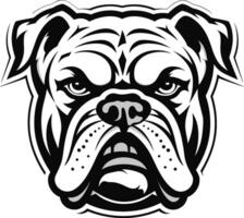 Vektor Kunst enthüllt Bulldogge Emblem mächtig Pfoten schwarz Bulldogge Symbol im Vektor