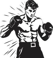 vektor artisteri omdefinieras boxning man emblem pugilistisk förmåga avtäckt svart logotyp med boxning man