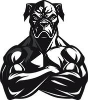 maskot muskel svart logotyp med atletisk boxare sportslig anda vektor ikon i svart