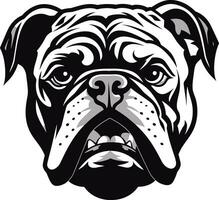 Bulldogge Geist schwarz Logo mit ikonisch Hund Eckzahn Mut Vektor Symbol im schwarz