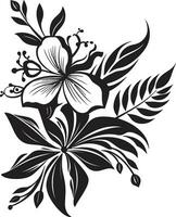 vektor artisteri exotisk blommig emblem i svart tropisk elegans svart logotyp design med blommig ikon