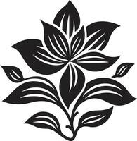 ikoniska paradis svart logotyp med exotisk blommig frodig botanisk skönhet svart blommig logotyp vektor ikon