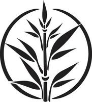 schwarz Schönheit im botanisch Kunst Bambus Logo Design Bambus Zen Gelassenheit still Emblem im schwarz vektor