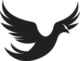 schwarz Taube Vektor Logo mit rauschen und Gefieder ein zart und feminin Design schwarz Taube Vektor Logo mit rauschen und Heiligenschein ein Symbol von Gottheit und Spiritualität