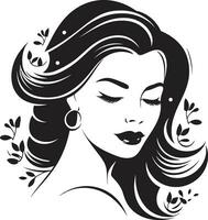 ewig Anmut Logo von ein Frauen Gesicht Ermächtigung durch Gelassenheit schwarz weiblich Gesicht Emblem vektor