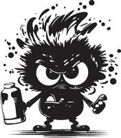 wütend sprühen können Vektor schwarz Logo Symbol Rebell Kunst wütend sprühen Farbe Maskottchen