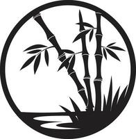 vektor artisteri svart bambu växt i svartvit lugn lugn i svart bambu logotyp emblem