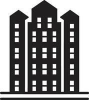 arkitektonisk charm lägenhet byggnad vektor ikon modern levande ikon svart lägenhet logotyp
