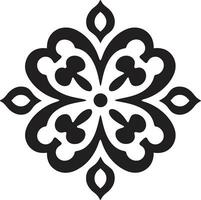 arabesk förträfflighet arabicum blommig mönster logotyp elegant symmetri blommig plattor ikon i svart vektor