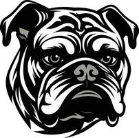 monochromatisch Exzellenz Bulldogge Vektor Symbol furchtlos Verteidiger schwarz Logo mit Bulldogge Symbol