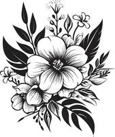 Vektor Kunst exotisch Blumen- Emblem im schwarz tropisch Eleganz schwarz Logo Design mit Blumen- Symbol