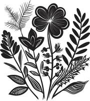 schwarz und üppig exotisch Blumen- Vektor majestätisch Urwald botanisch Blumen- Logo Emblem