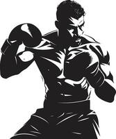 vektor artisteri kraftfull boxning emblem i svart boxning dynamism svart logotyp design med man ikon