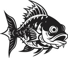 avslöjande de avgrund fisk skelett logotyp design spöklik marin konst fisk skelett vektor ikon