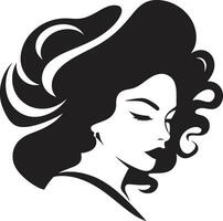 geformt Schönheit schwarz weiblich Gesicht Emblem im einfarbig zeitlos locken schwarz Gesicht Vektor Symbol mit Frauen Profil im einfarbig